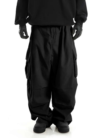 Aidase Classic Design Multi Flap Pockets Cargo Pants,Men's Loose Fit Drawstring Cargo Pants,For Skateboarding,Street,Outdoor Camping aidase-shop